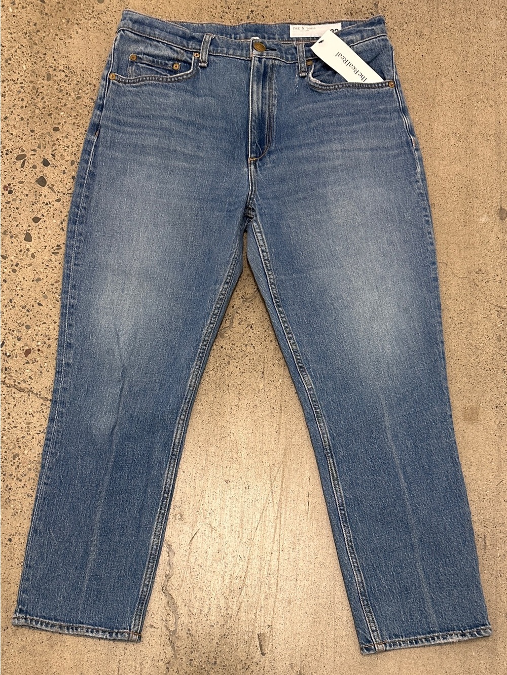 Rag & Bone Wren High Rise Slim Straight Ankle Jeans Womens Size 32 Huntley Blue